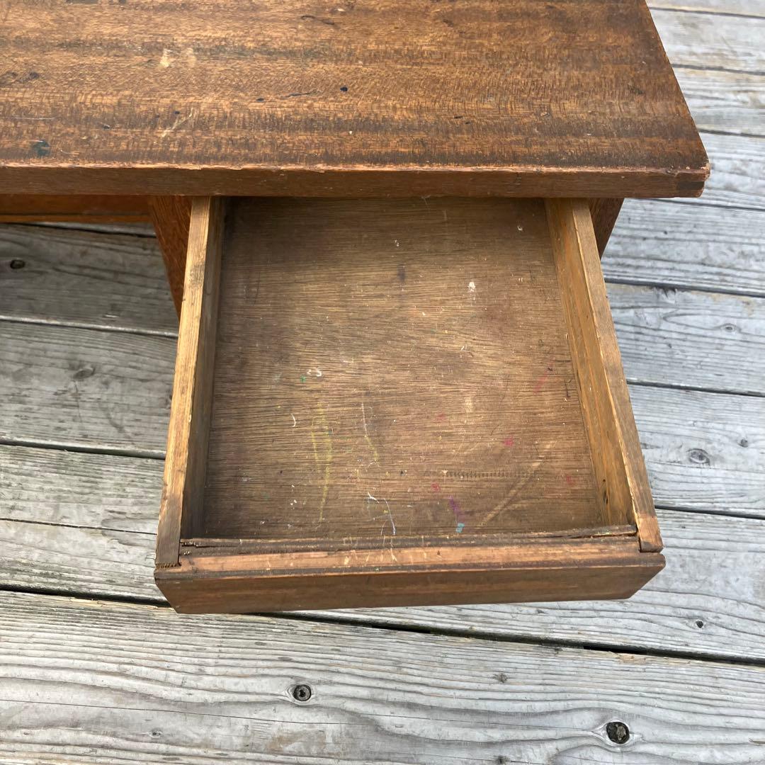 昭和レトロ 古家具 木製文机 3杯引き出し付き座卓 書斎机 ビンテージ 古道具