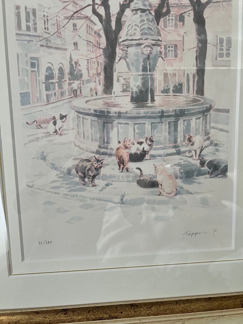 笹倉鉄平 「旧市街の猫たち」シルクスクリーン