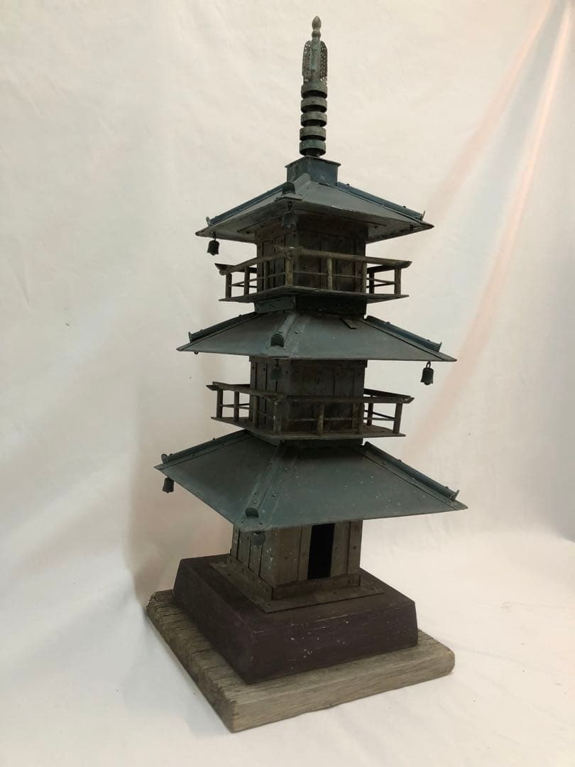 錆あり 昭和レトロ 三重の塔 置物 銅製 ヴィンテージ アンティーク