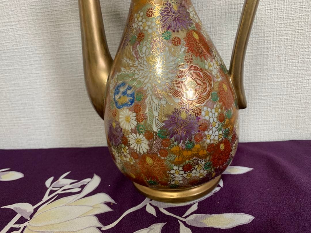薩摩 色絵金彩 花詰 水注 時代