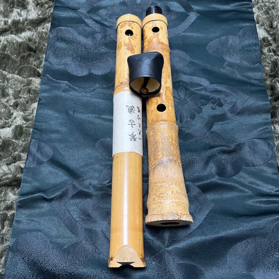 尺八 琴古流 在銘 一尺九寸管 籐巻き 金？三線 未使用品