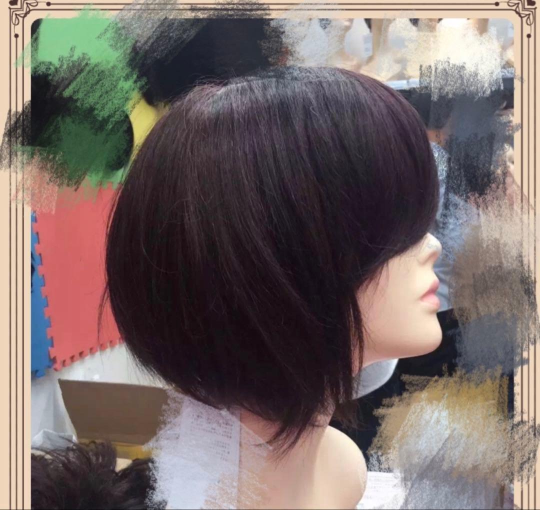 人毛100% つむじ部分手植え ボブ ウィッグ かつらN28