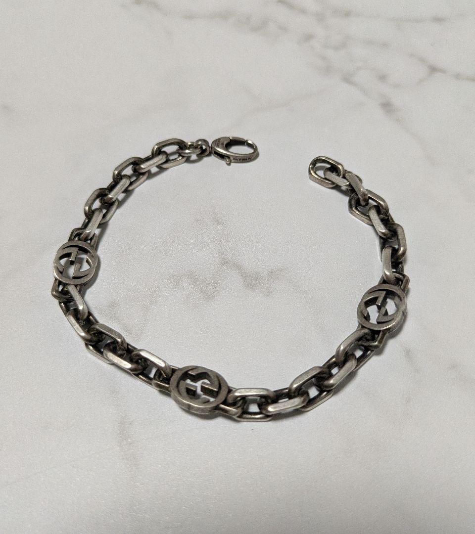 GUCCI　インターロッキングG チェーン ブレスレット　エイジング加工　18号