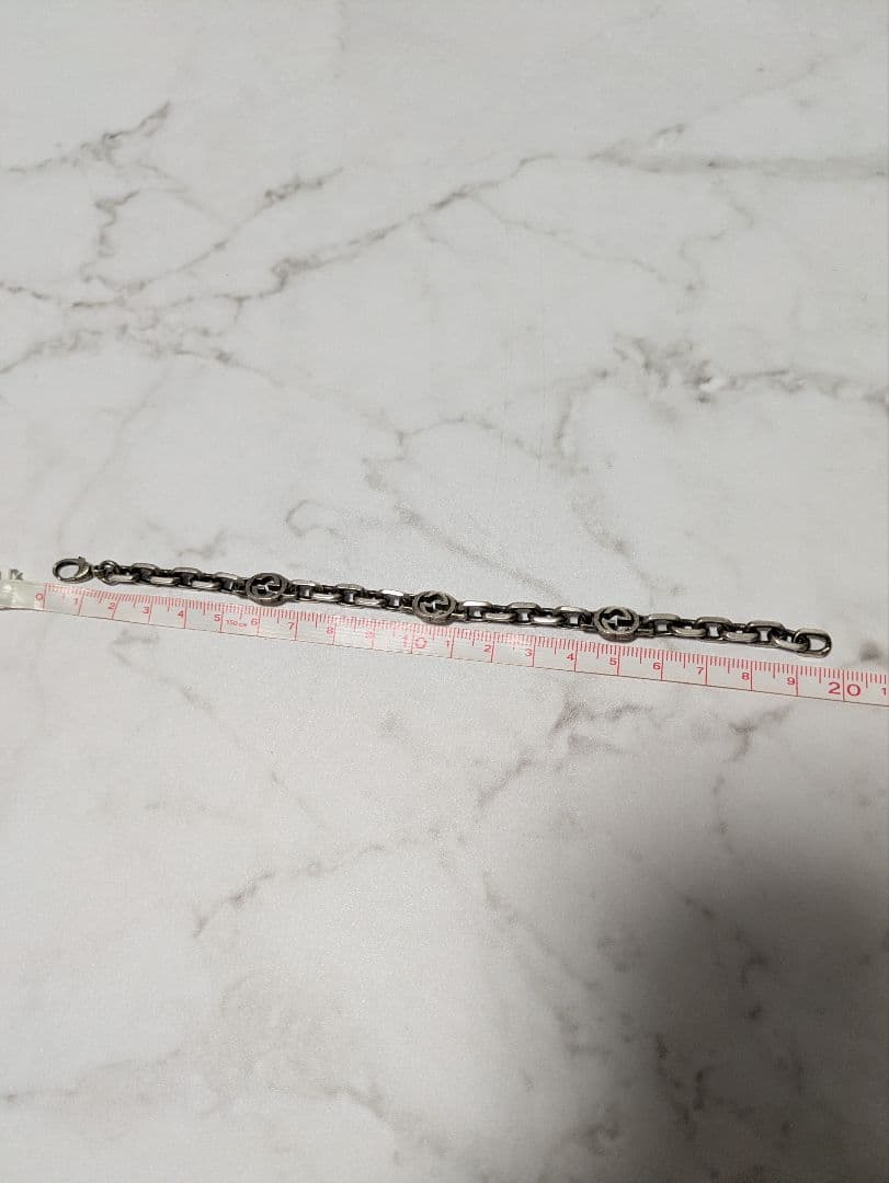 GUCCI　インターロッキングG チェーン ブレスレット　エイジング加工　18号
