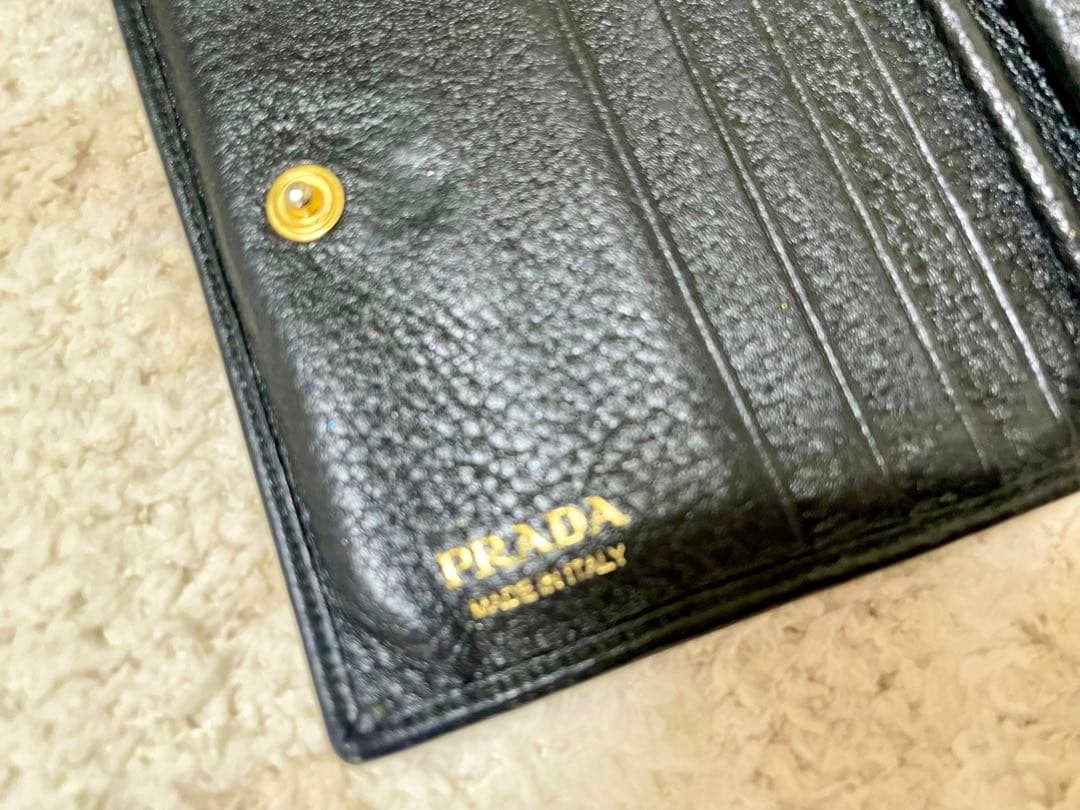 PRADA プラダ サフィアーノレザー 二つ折り財布 レディース ブラック