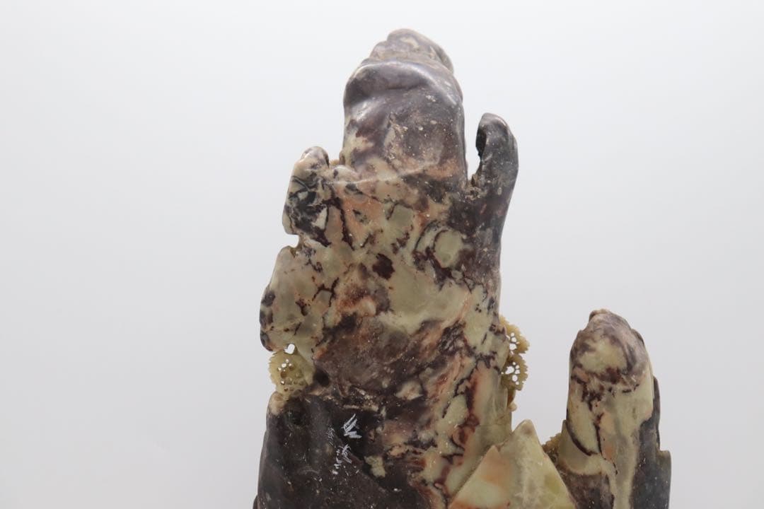 中国　寿山石　山水楼閣彫　置物　送料込み251015