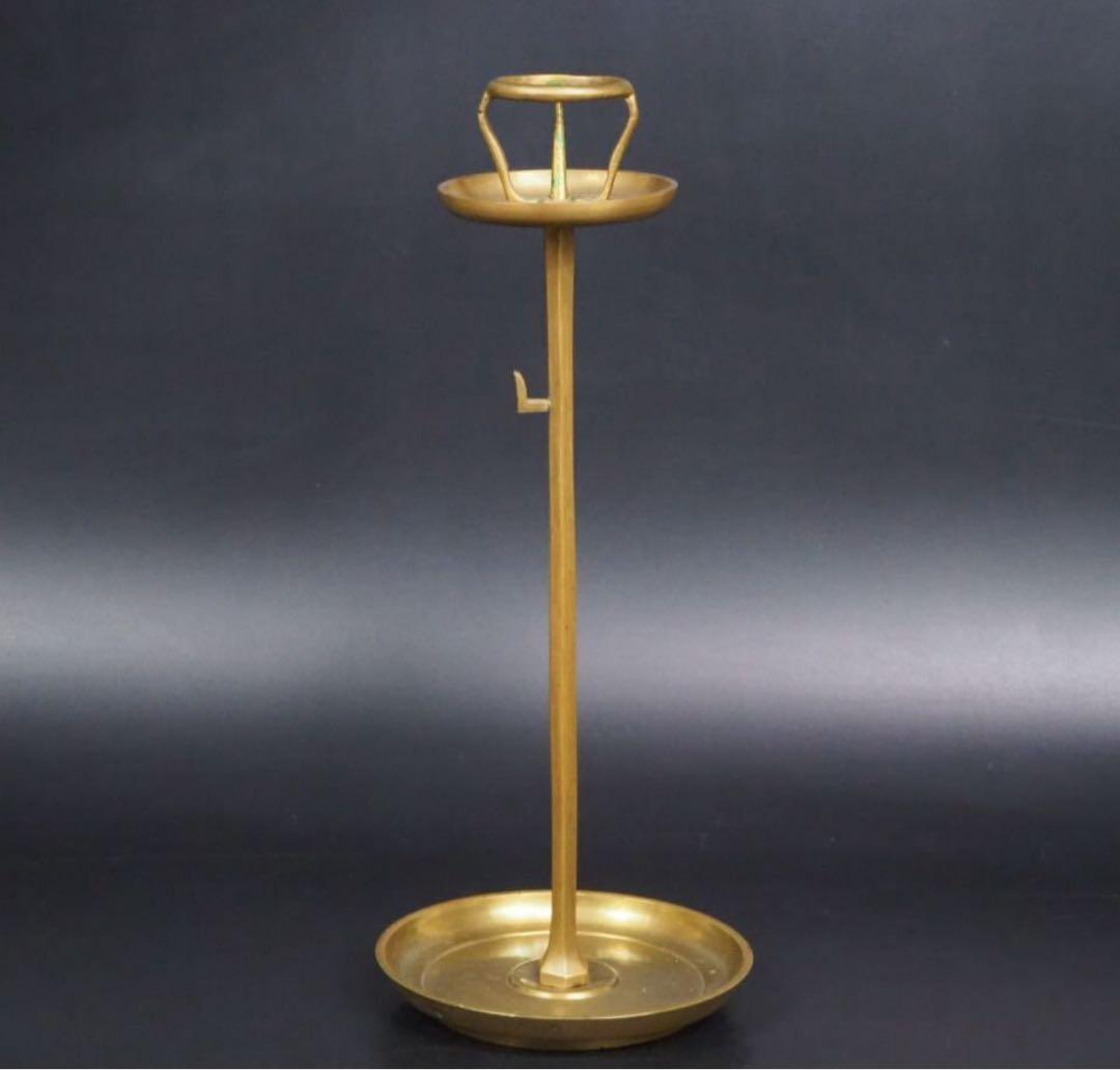 送料無料時代物手造り銅製燭台高さ32.5ｃｍ検/茶壺古錫玉川堂高岡佐渡銅器龍文堂