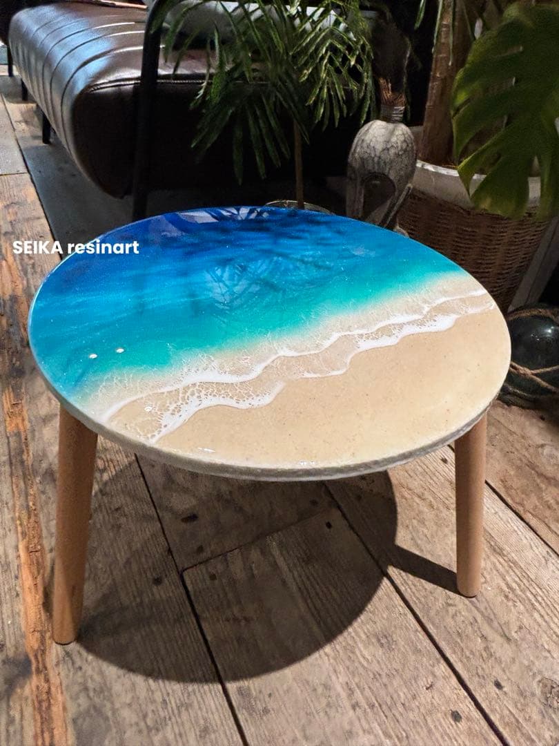 レジンアート　レジンテーブル　ミニテーブル　海レジン　オーシャンアート