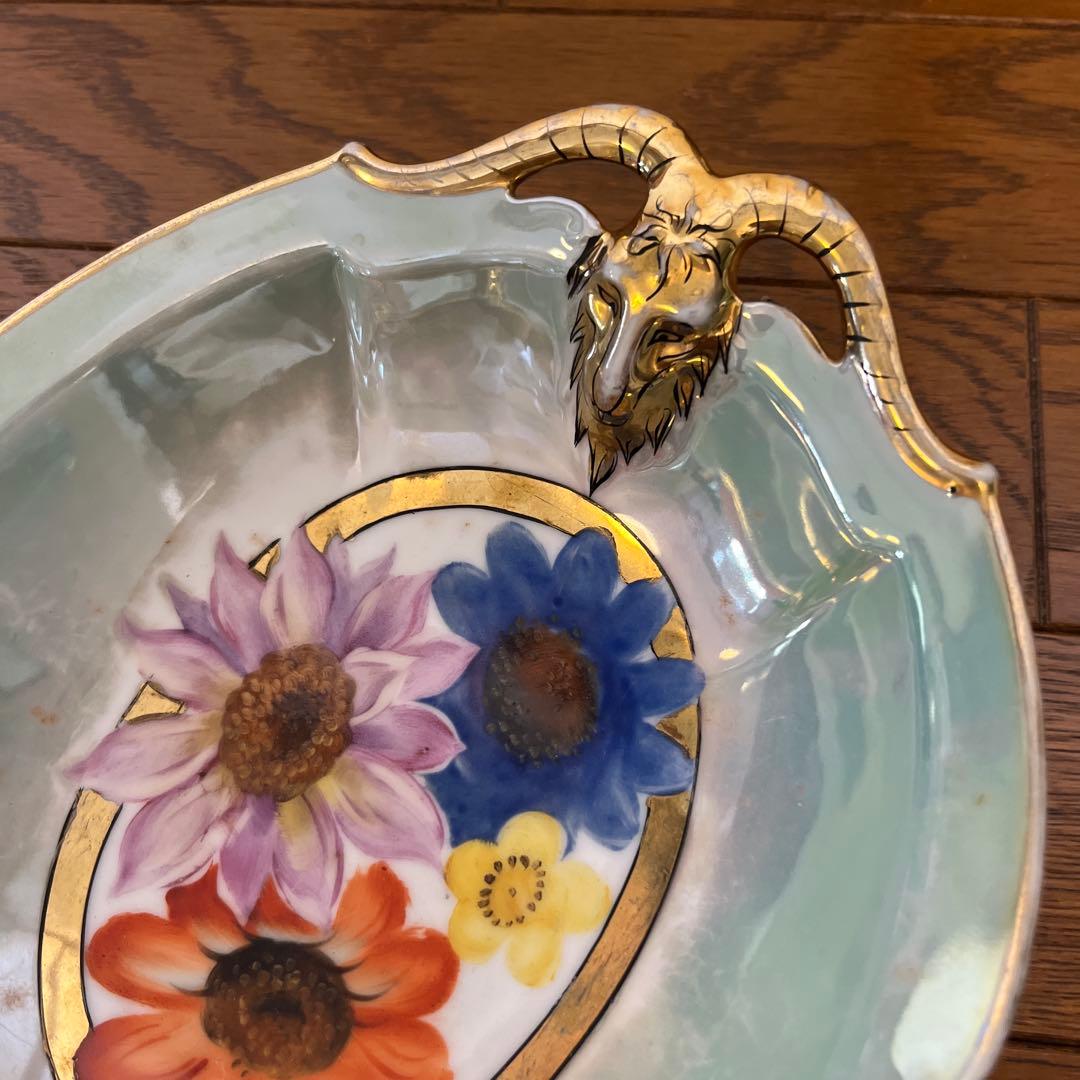 最終処超レアオールドノリタケ山羊持ち手フィギュア変形ボウルラスターM JAPAN