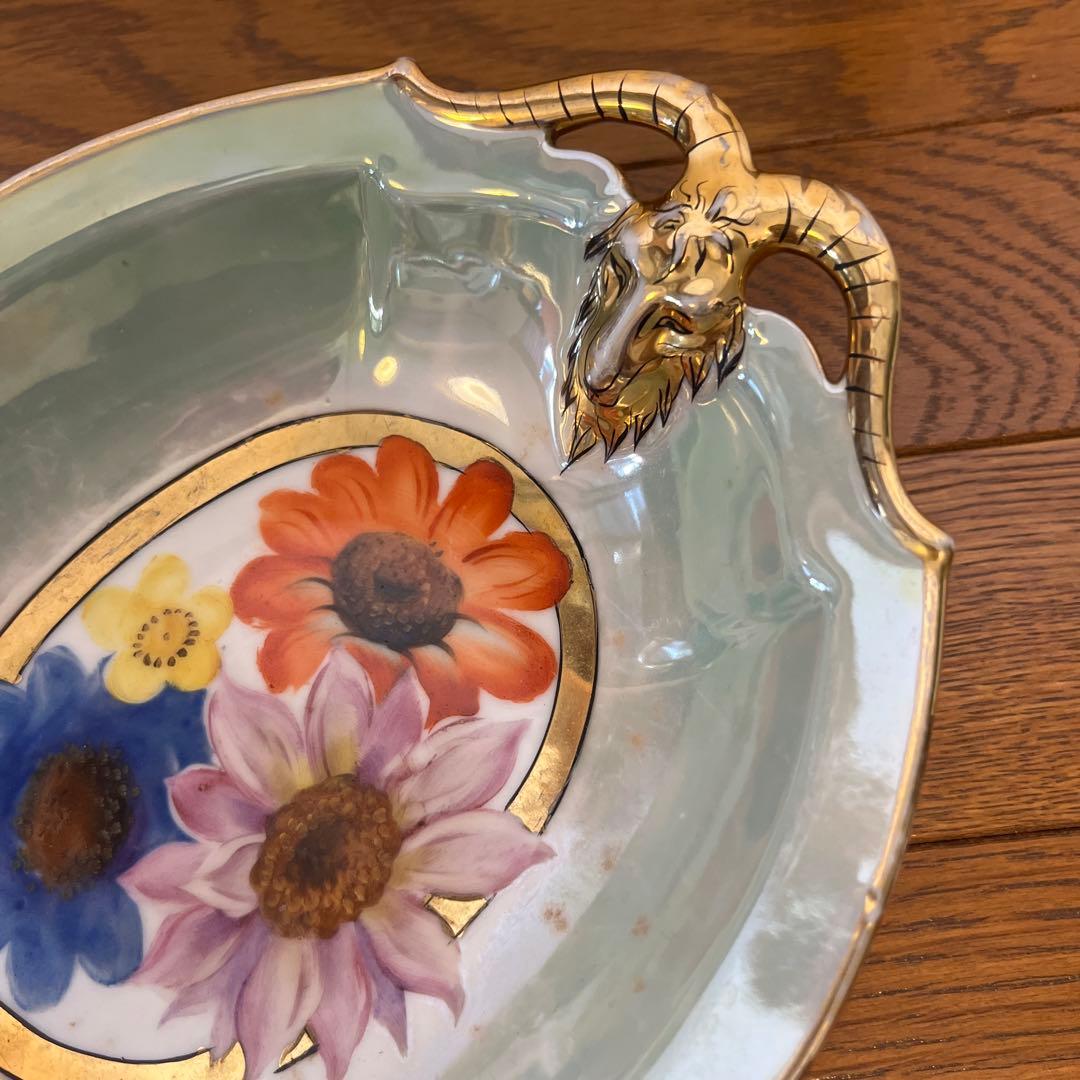 最終処超レアオールドノリタケ山羊持ち手フィギュア変形ボウルラスターM JAPAN