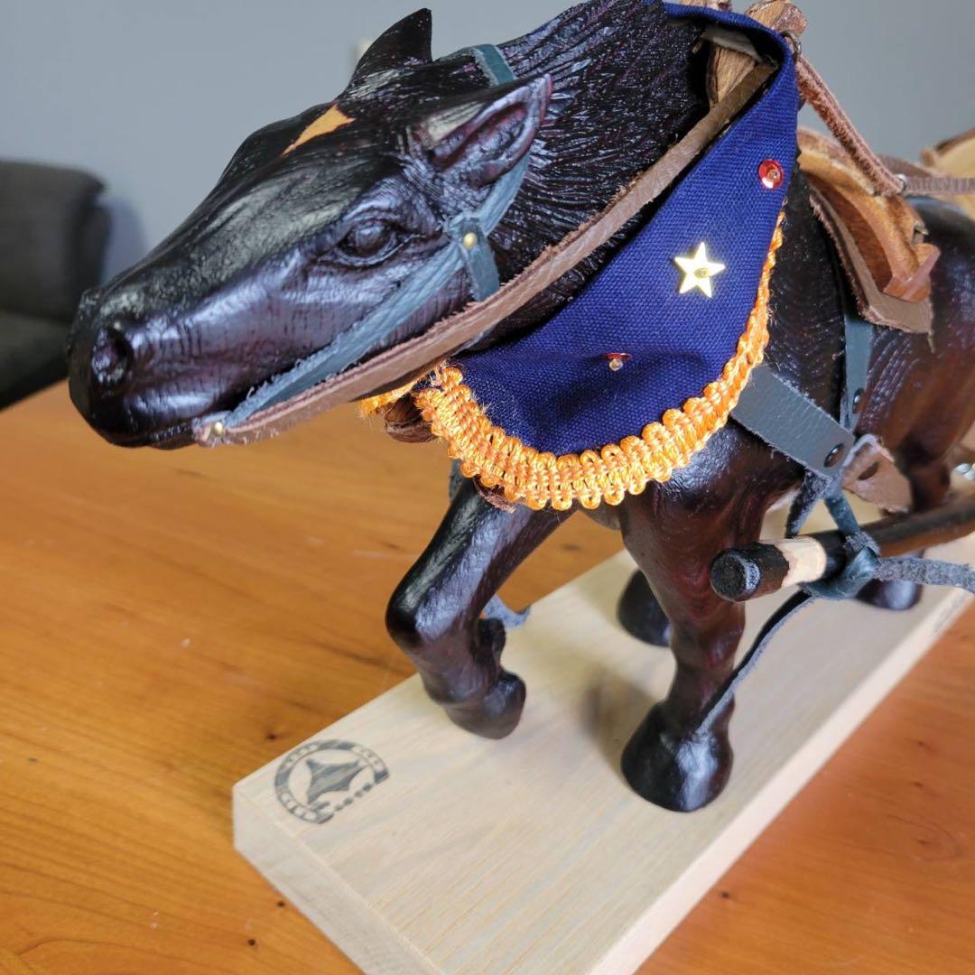 【匿名発送】木工品　置物　アンティーク　北海農耕馬　北海道の馬