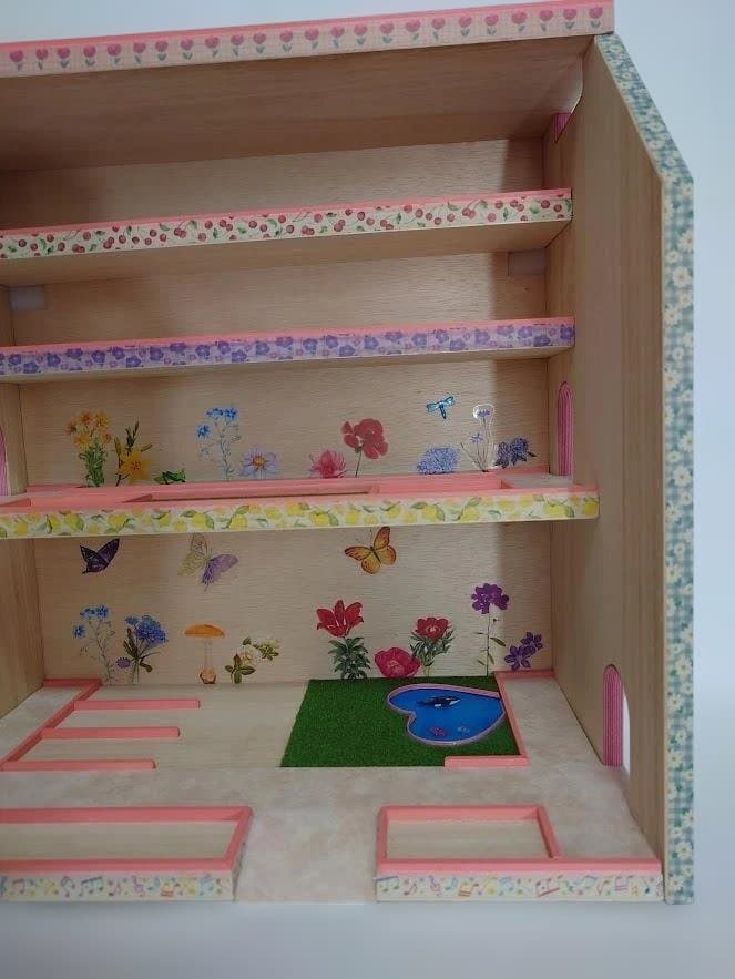 トミカ木製手作り駐車場（スモ－ルピンク）SP02