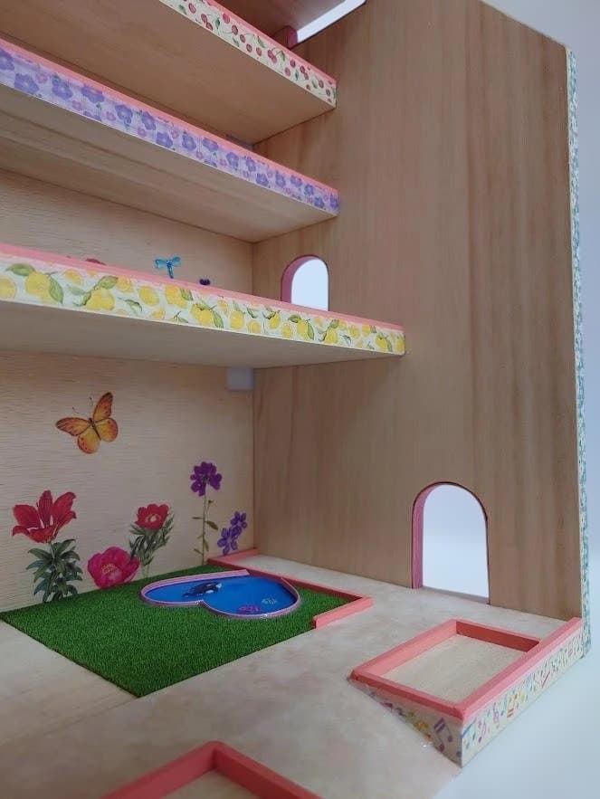 トミカ木製手作り駐車場（スモ－ルピンク）SP02