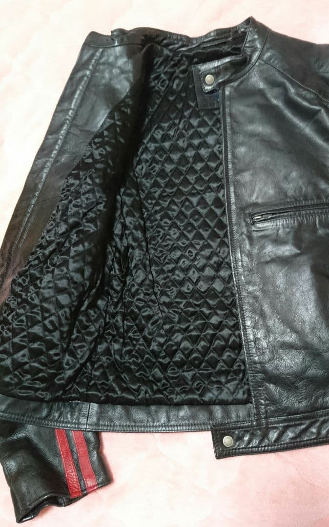 トミーヒルフィガー 本革 赤ライン ライダースジャケット