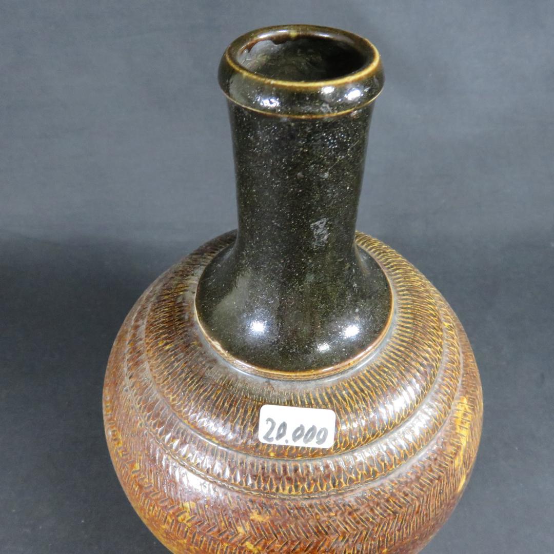 相馬 壺 徳利 花器 一輪挿し 民藝 飾り壺 時代物 鉄釉 とび鉋 希少