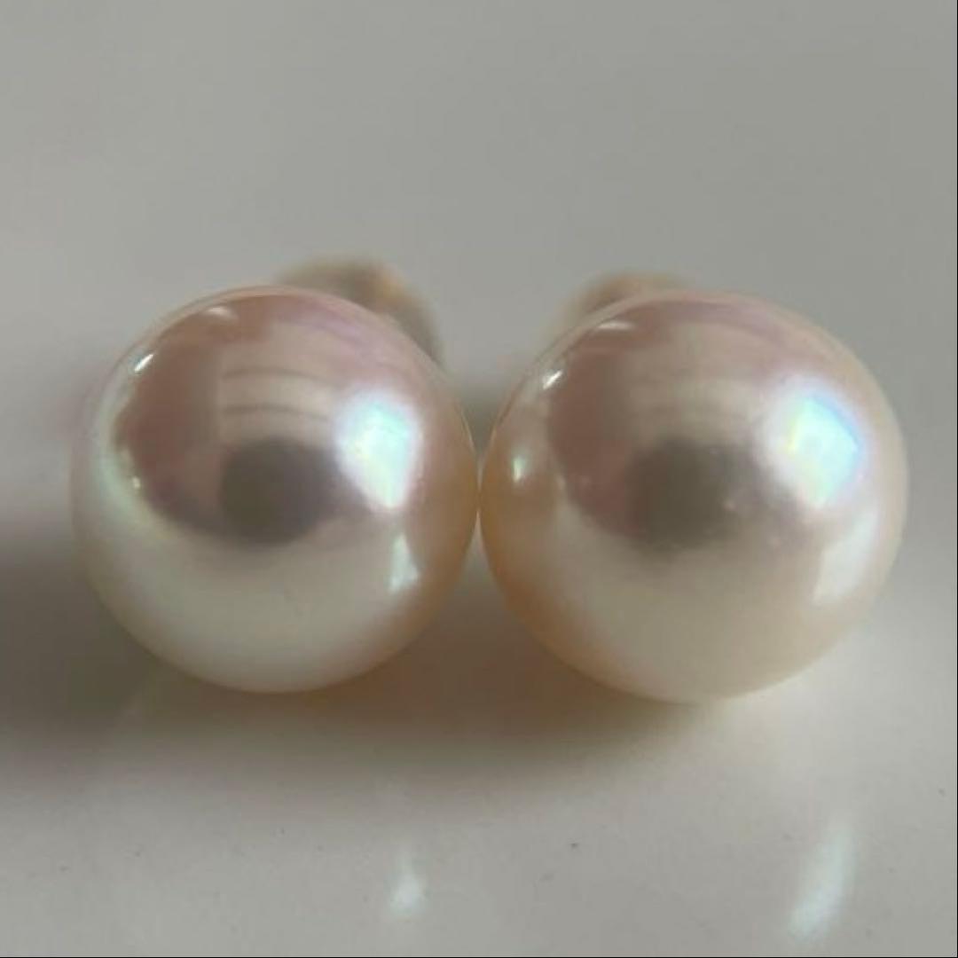 上質 宇和島産 あこや本真珠 越物 パール ピアス K18製　イエローゴールド