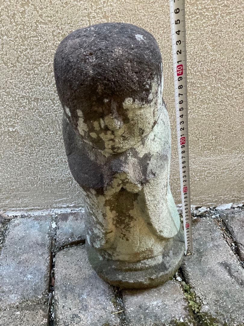 野仏　地蔵菩薩像　古い石仏　民衆仏　仏像　仏教美術　山梨県　高さ約45cm