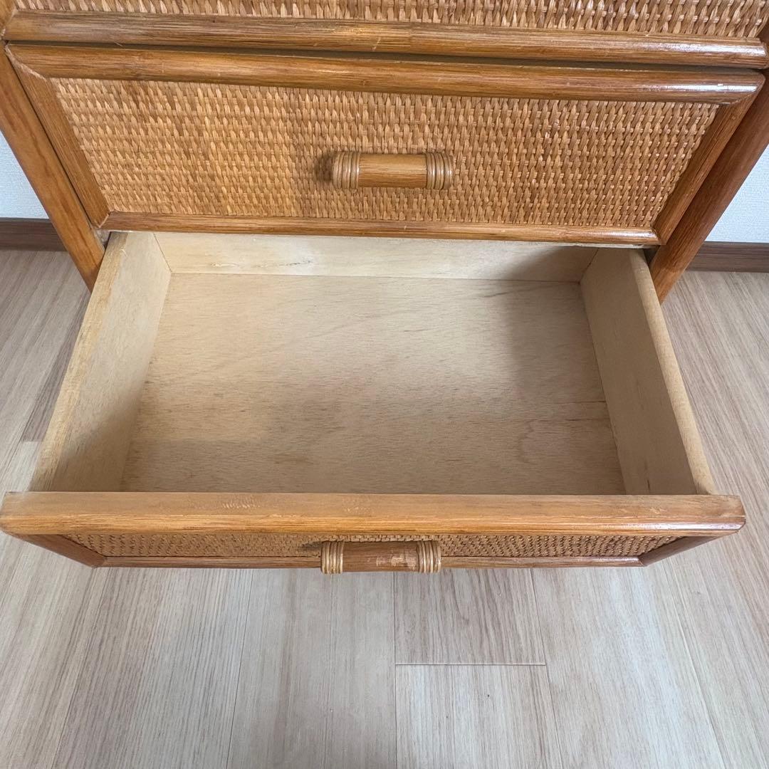 昭和レトロ ラタン製 5段チェスト ナチュラル