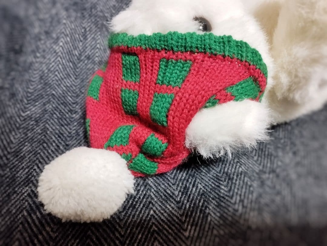 SANTA BEAR シロクマ 白熊 ぬいぐるみ ニット帽 ヴィンテージ 非売品