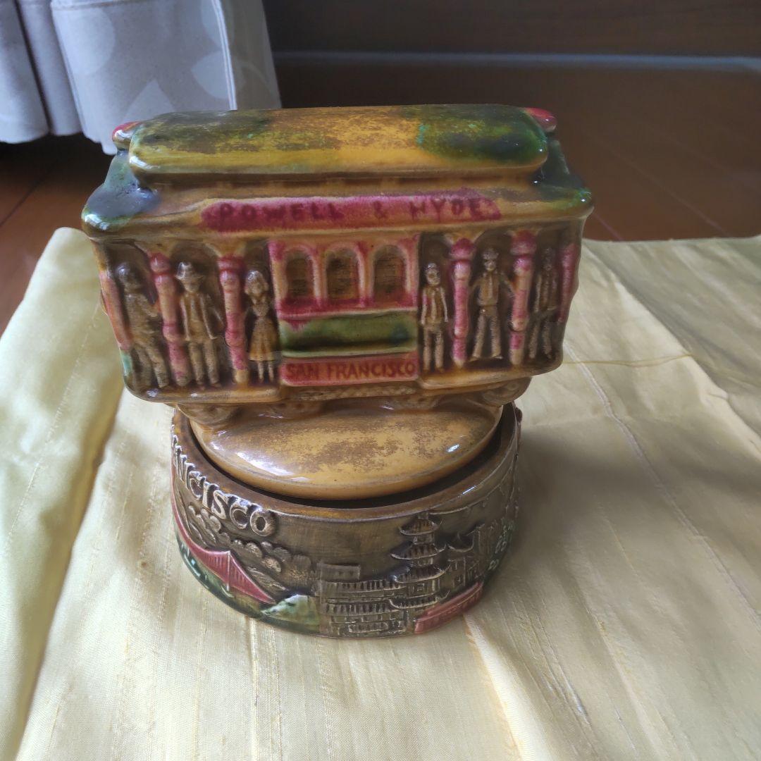 サンフランシスコ ケーブルカー 陶器 回転オルゴール
