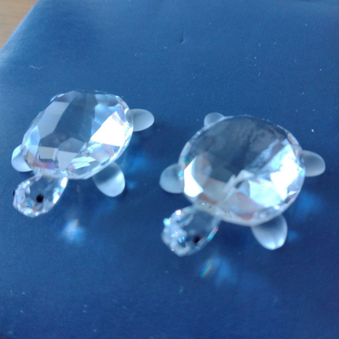 【SWAROVSKI】子亀の置物　２個セット（説明書、お買上証明書、台座の鏡付）