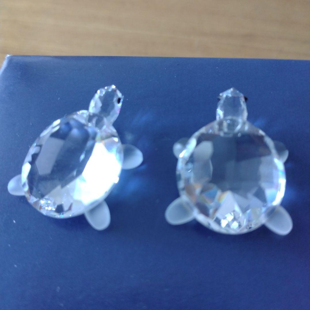 【SWAROVSKI】子亀の置物　２個セット（説明書、お買上証明書、台座の鏡付）