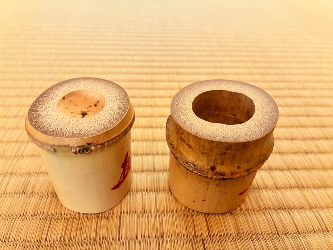 茶道具『竹蓋置一双』　大徳寺黄梅院 小林太玄老師花押