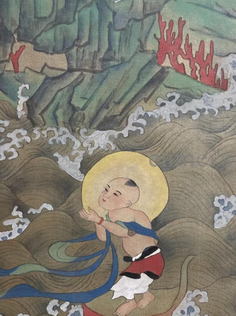 中国古美術 近代 絹本 手描き 丁観鵬 観音菩薩 掛軸 水墨画 下観鶴画 古玩