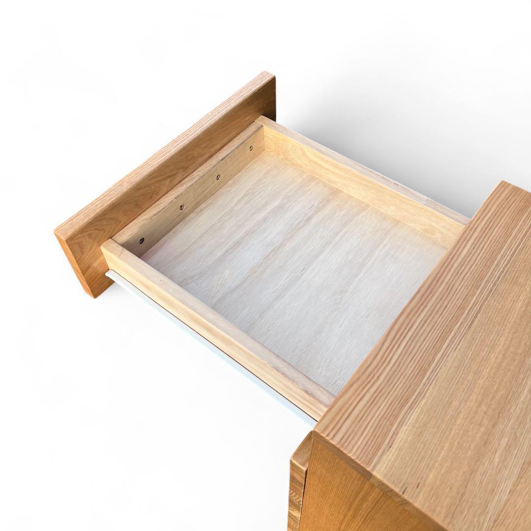 天然木 無垢材 デスクキャビネット オーク材 キャスター付き