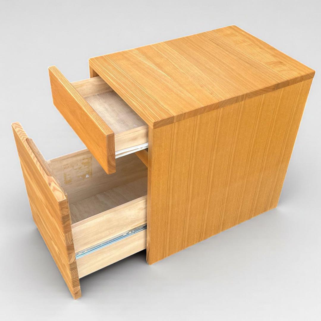 天然木 無垢材 デスクキャビネット オーク材 キャスター付き