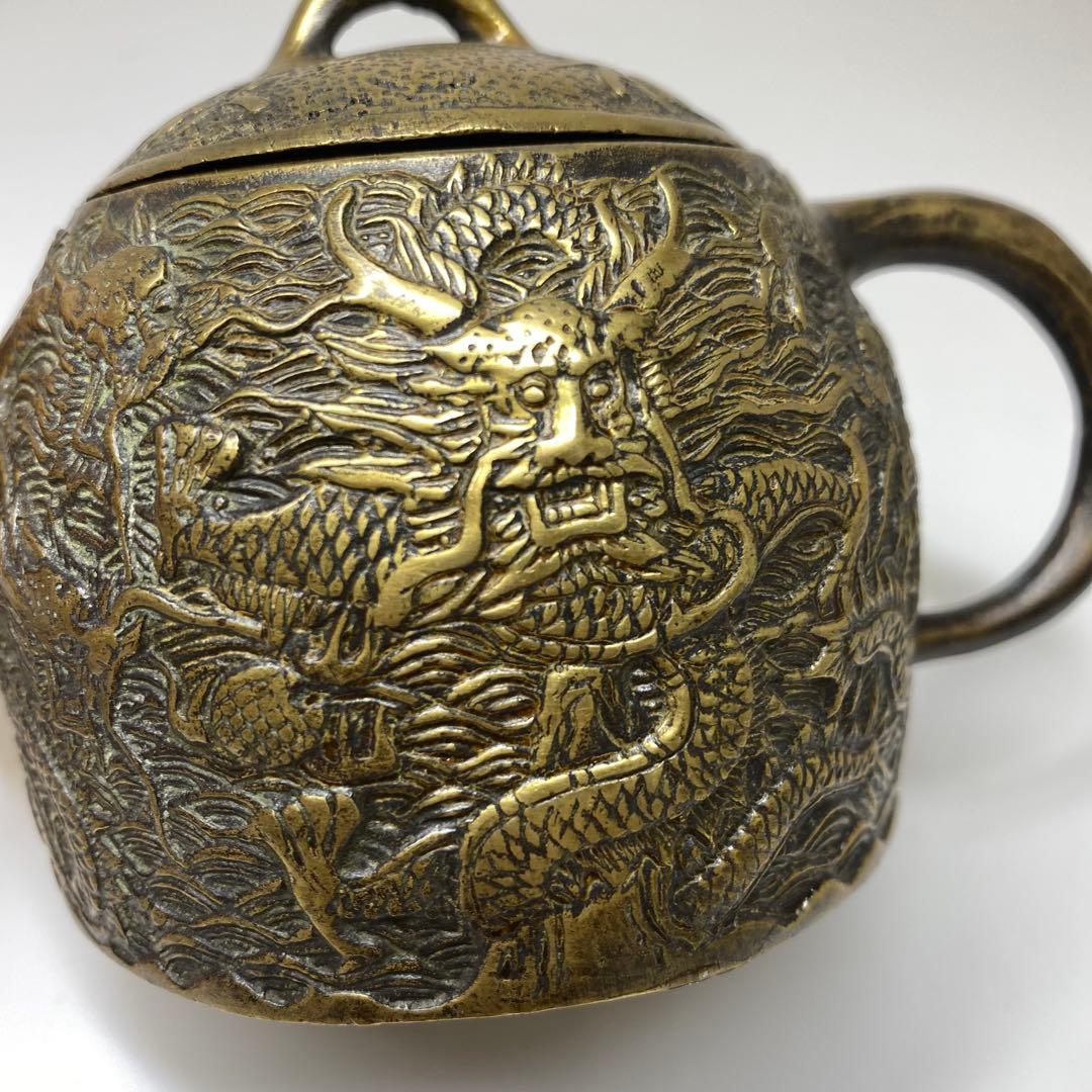 中国古玩　大明宣徳作　銀銅製　急須　404g 東さ7-0823①