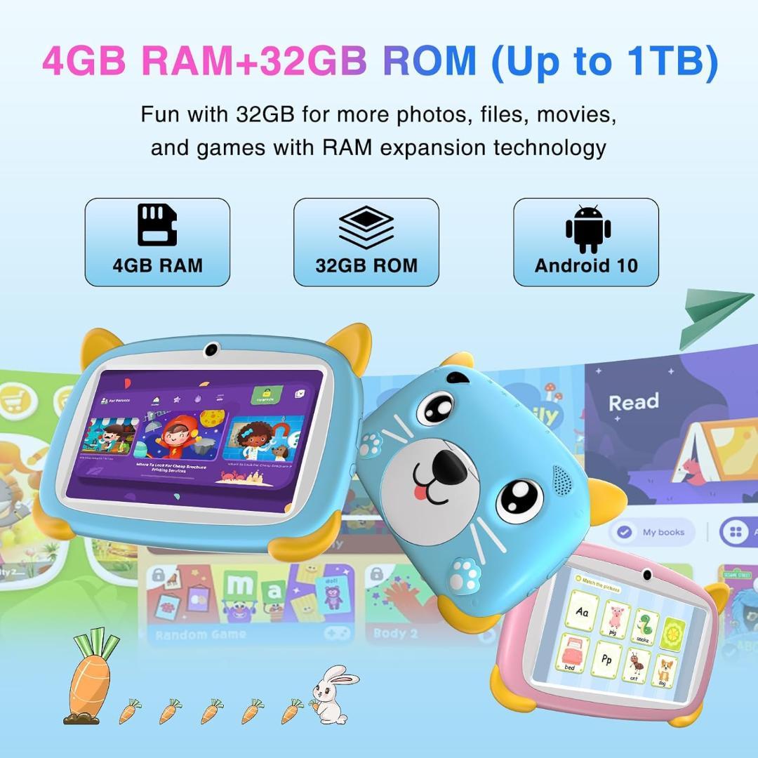 ❤️子供用タブレット❤️7 プルガダ、4GB RAM + 32GB ROM　キッズ