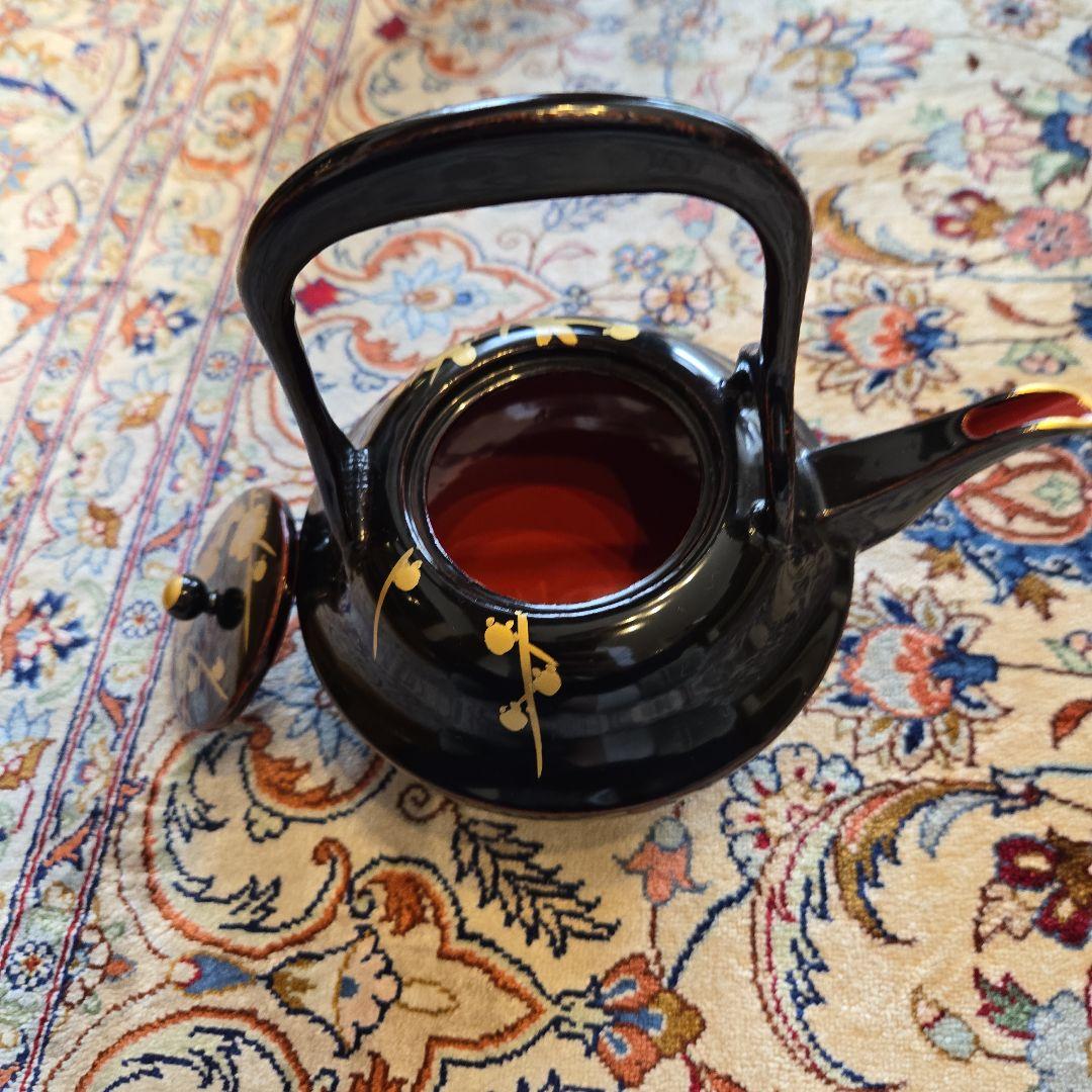 漆器 お屠蘇セット 黒地 金色花柄