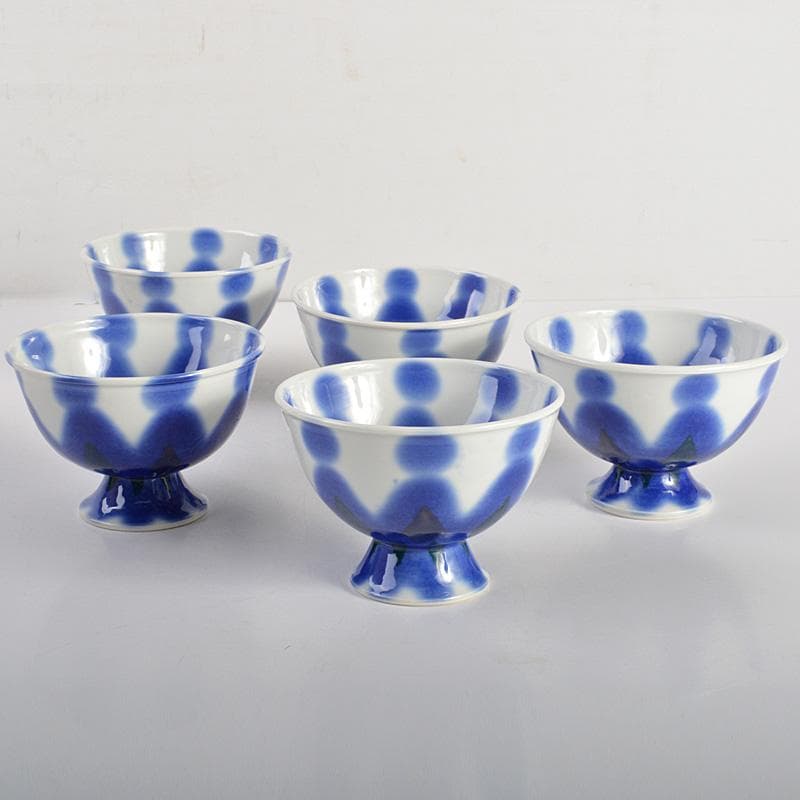 和食器　仁一作　高台小鉢揃　5客　共箱　V　6209C