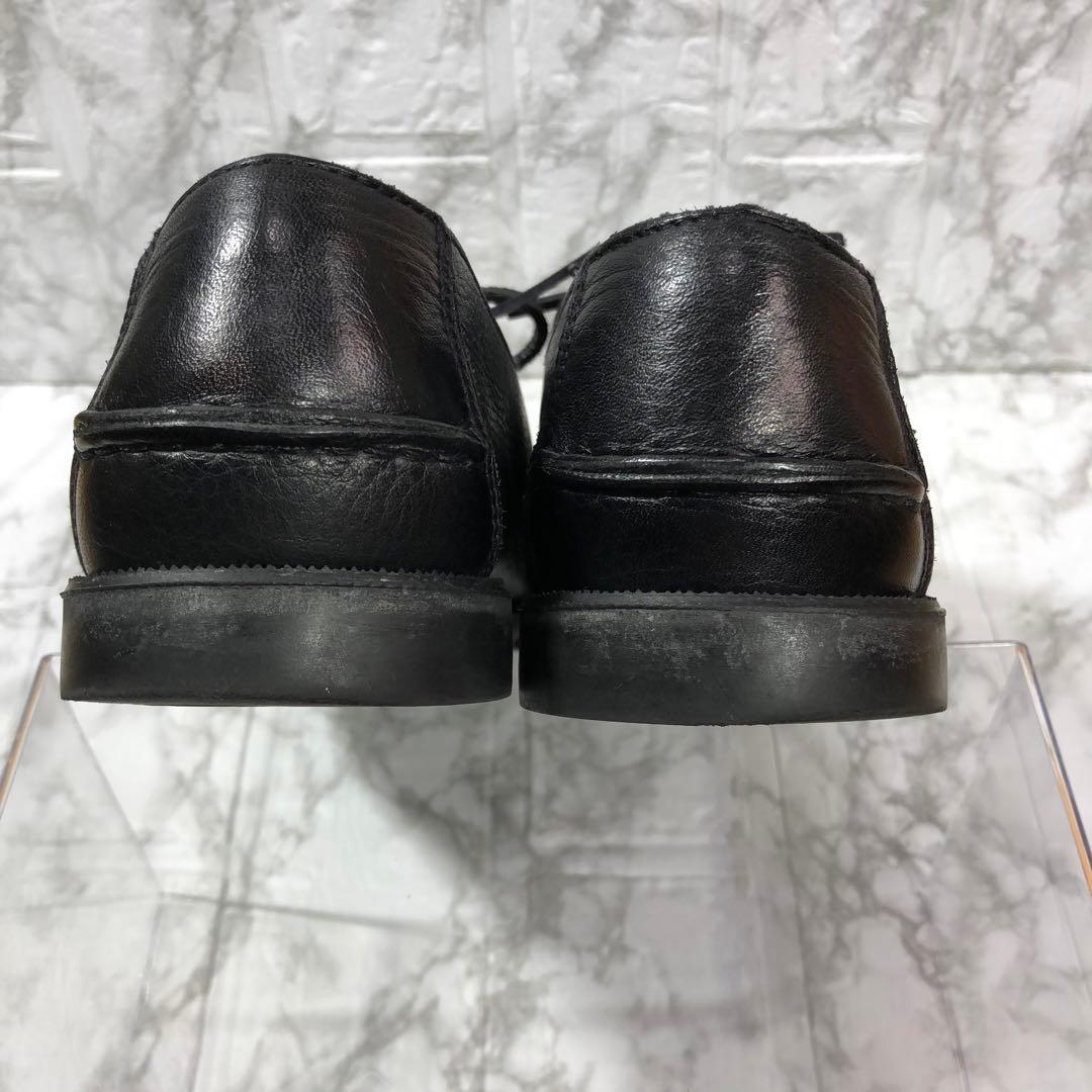 【paraboot】パラブーツ　黒 レザー モカシン デッキシューズ　シボ加工