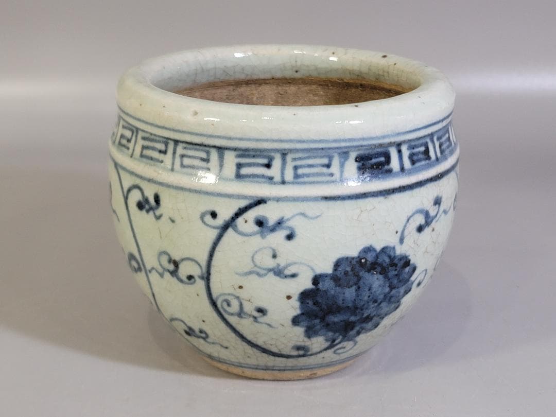 中国美術 青花 纏枝蓮花紋 壺 DT473