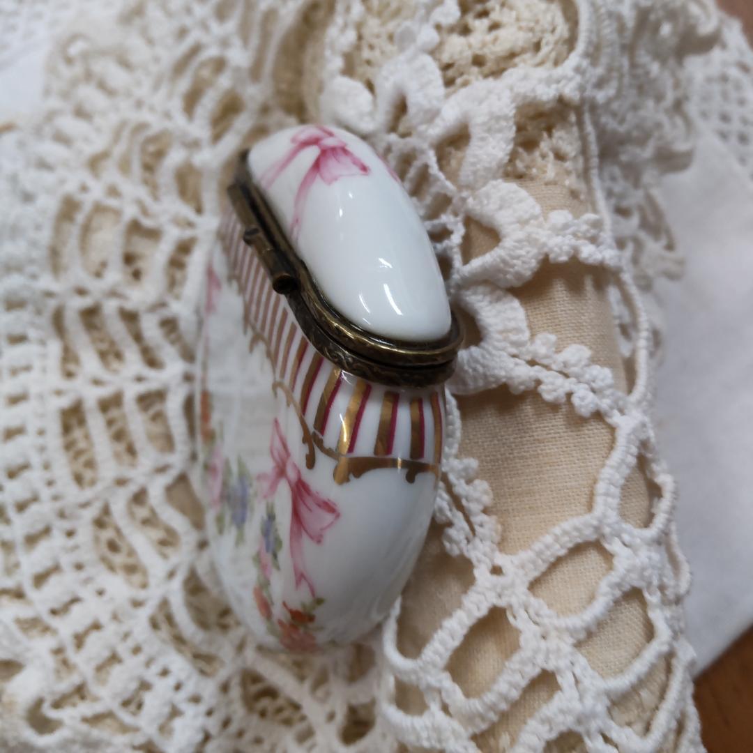 リモージュ　風　ピルケース　陶器　ヒンジボックス　アンティーク風