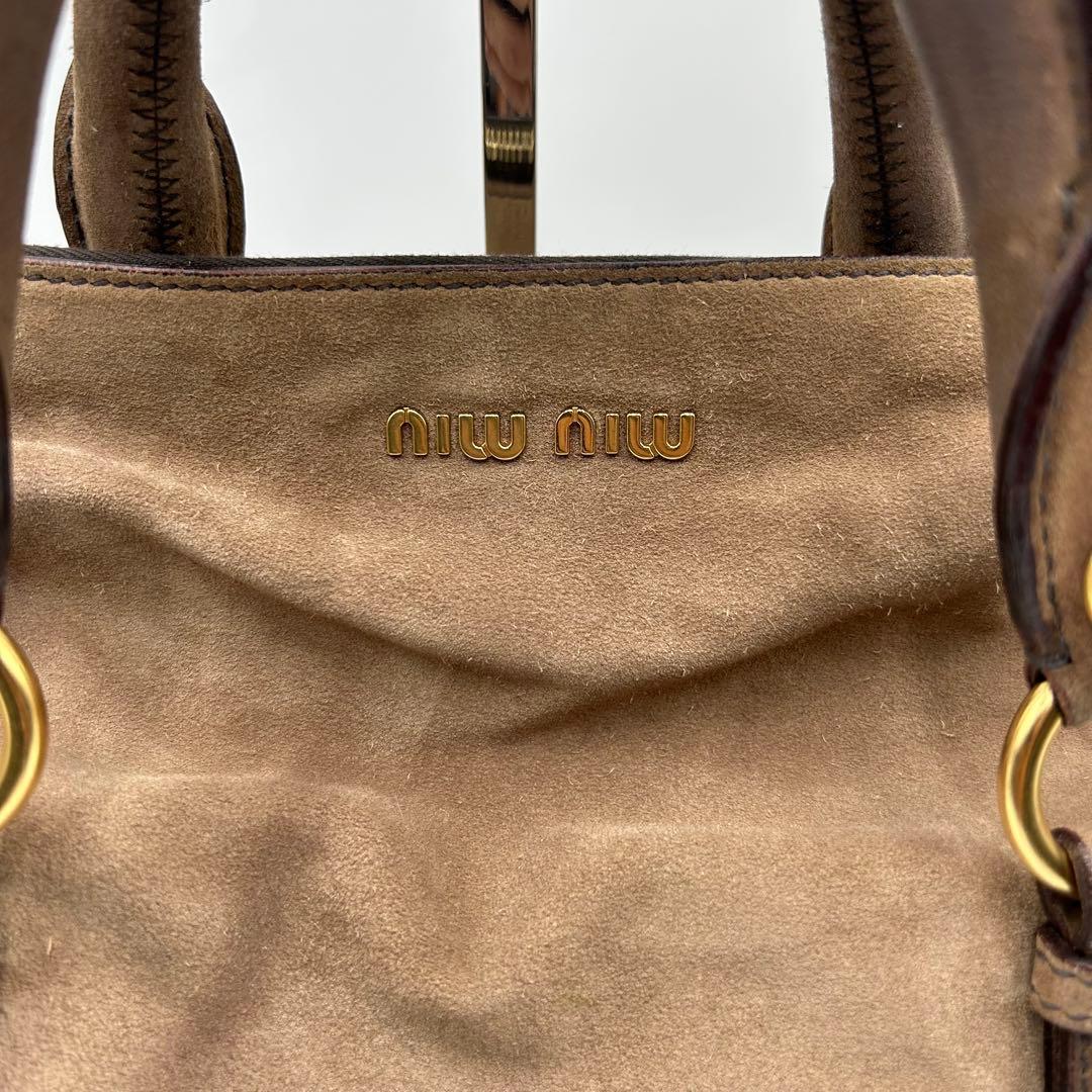 【美品】miu miu ヴィッテロ 2way ハンドバッグ ブラウン レザー