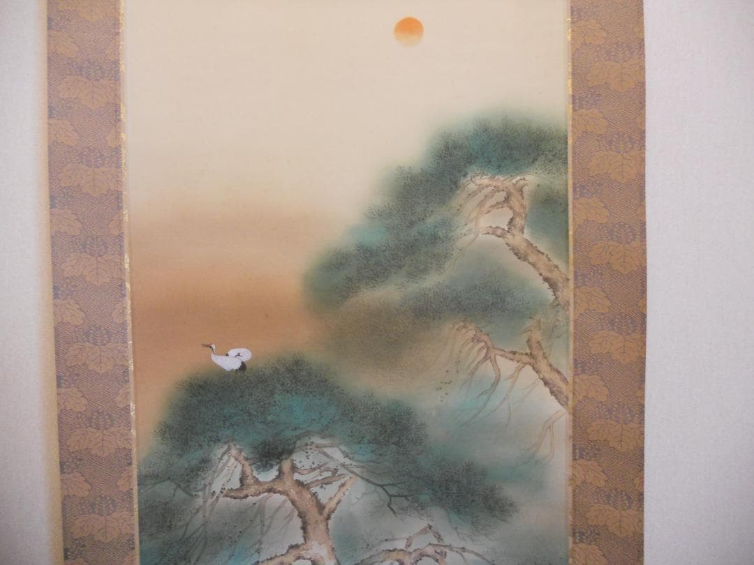 掛け軸 杉浦契雪 老松双鶴 絹本 希少 軸装 茶道具 掛軸 美品 です。