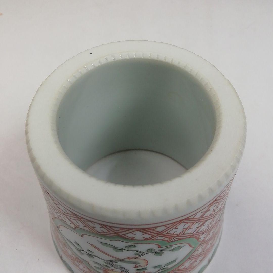 Ｔ９６５　蓋置　『赤絵小文』『三浦竹泉 造』　共箱　茶道具