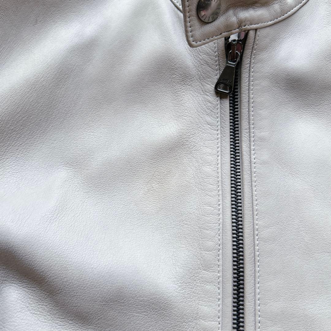 美品 エンメティ ラムレザー シングル ライダース アウター 46 伊製 高級