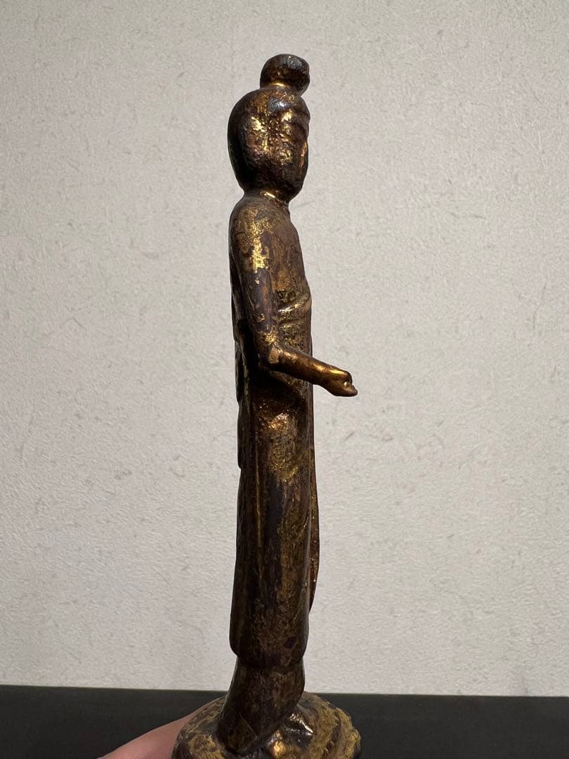 中国 逸品 釈迦如来立像 金箔 金彩 木彫 一木造 仏像 仏教美術 骨董 古美術