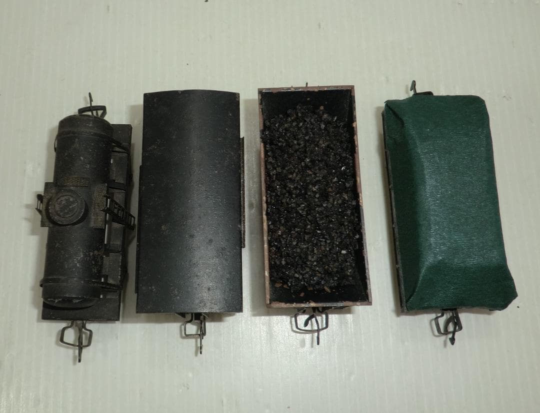 つぼみ堂 HOゲージ Bテンダー蒸気機関車と貨車4種4両 積荷付 外観ジャンク