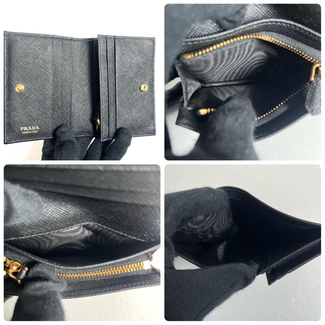 【新品同様・付属品付✨】現行 プラダ 二つ折り財布 サフィアーノレザー RFID