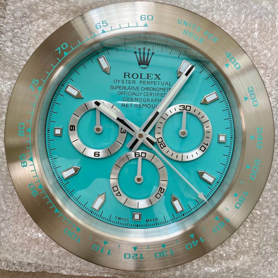 海外販促品 新品 ROLEX掛け時計 デイトナ シルバー ／ブルー　美しいです！