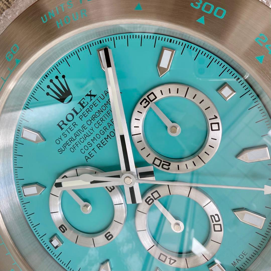 海外販促品 新品 ROLEX掛け時計 デイトナ シルバー ／ブルー　美しいです！