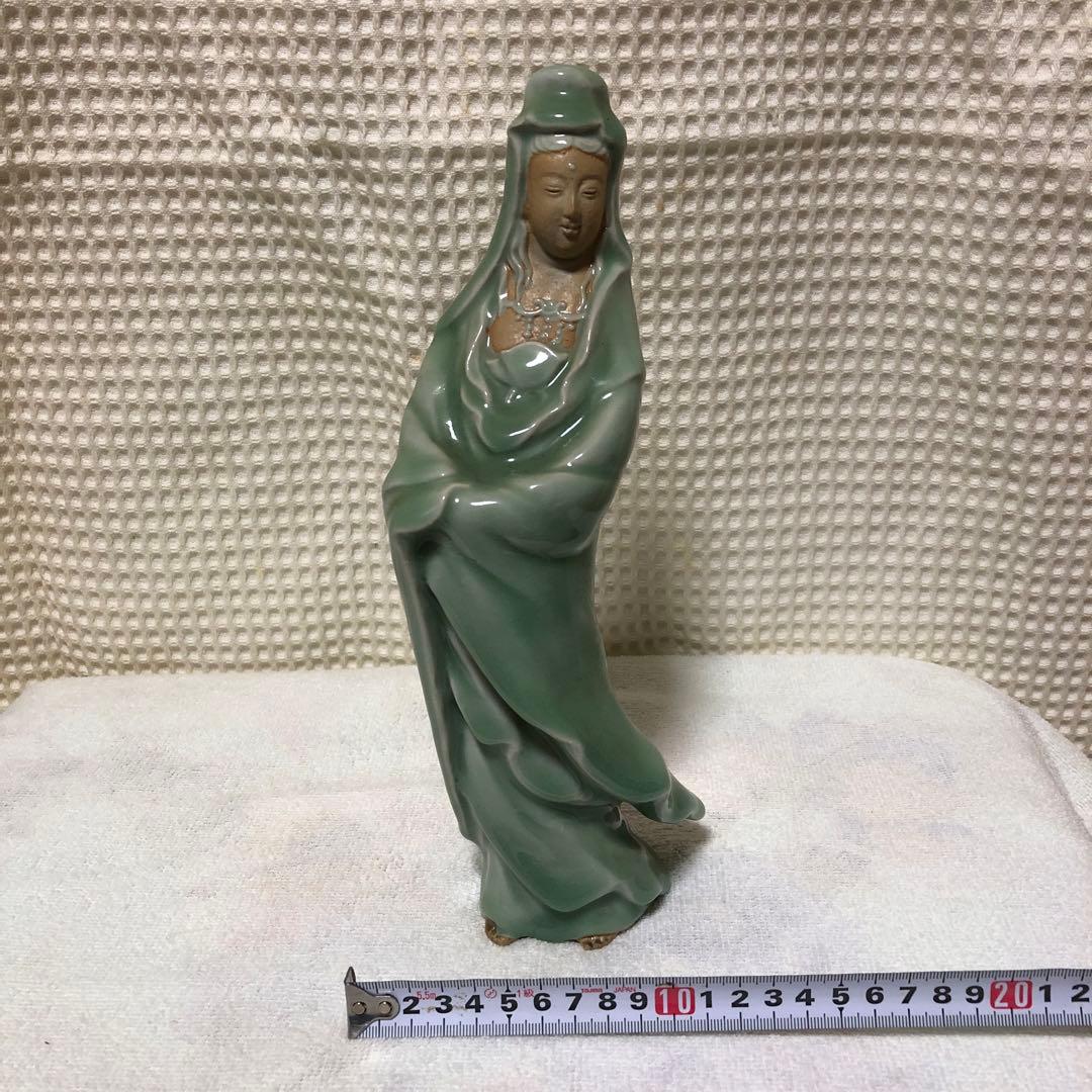 青磁　観音様　鶴夢荘　仏像　骨董　希少