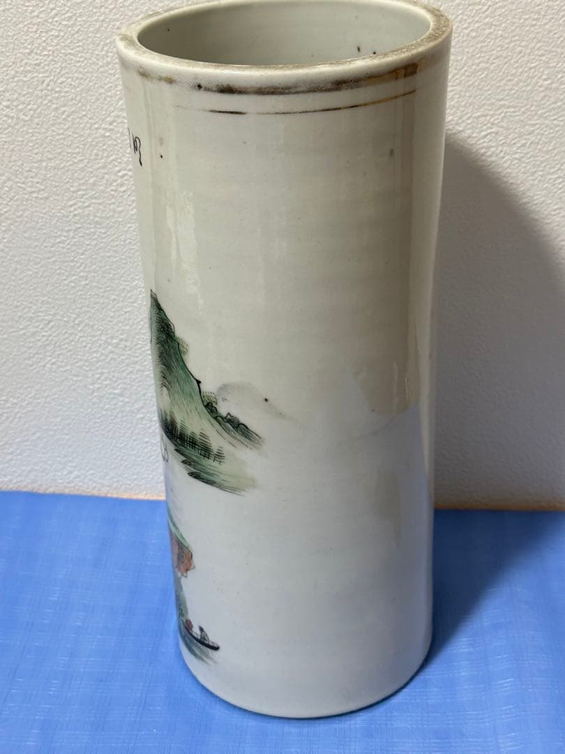 風景画 時代花瓶 中国骨董