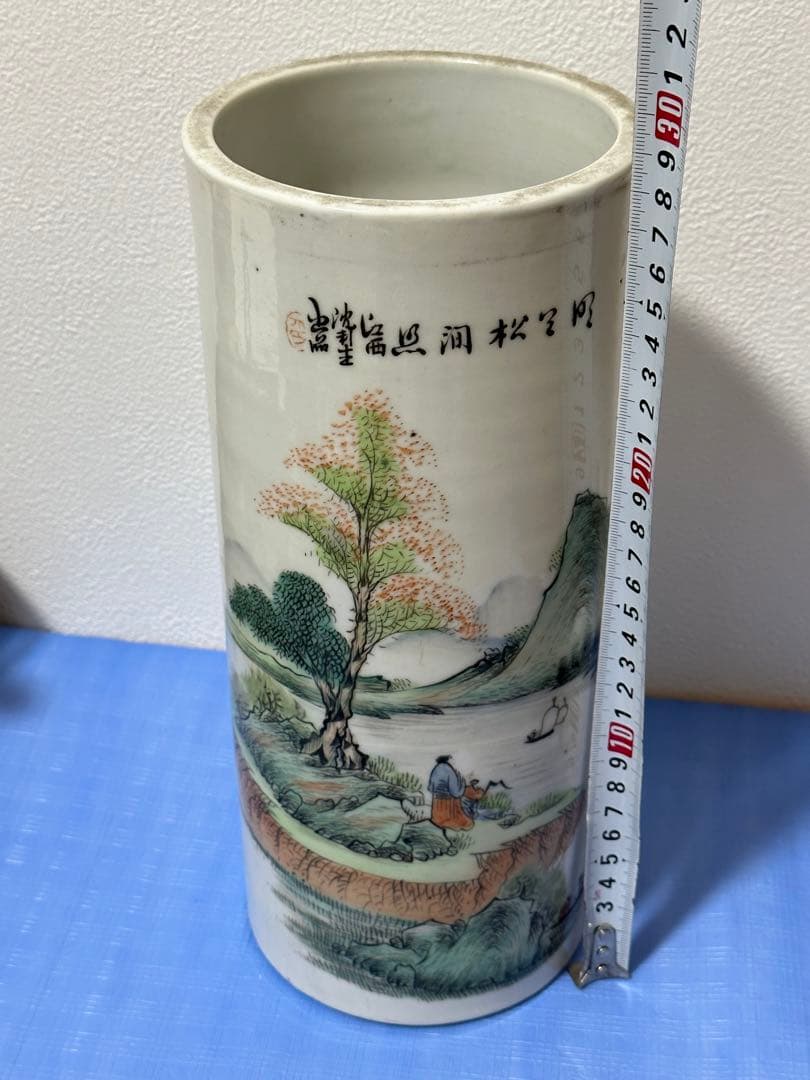 風景画 時代花瓶 中国骨董