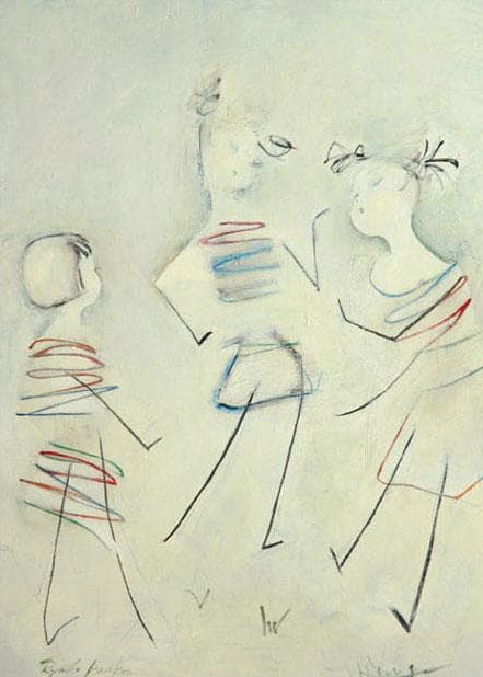 油絵 絵 絵画インテリア 額付(青緑＋金色の枠) F4-051513 可愛い子供